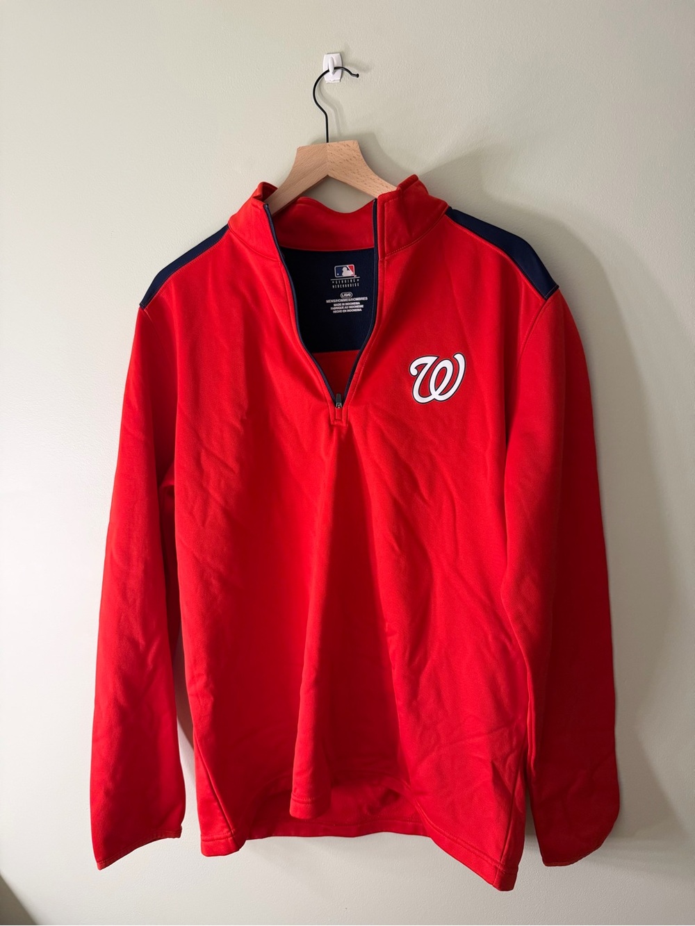 MLB Washington Nationals Red Pullover with Navy Shoulder Panels
